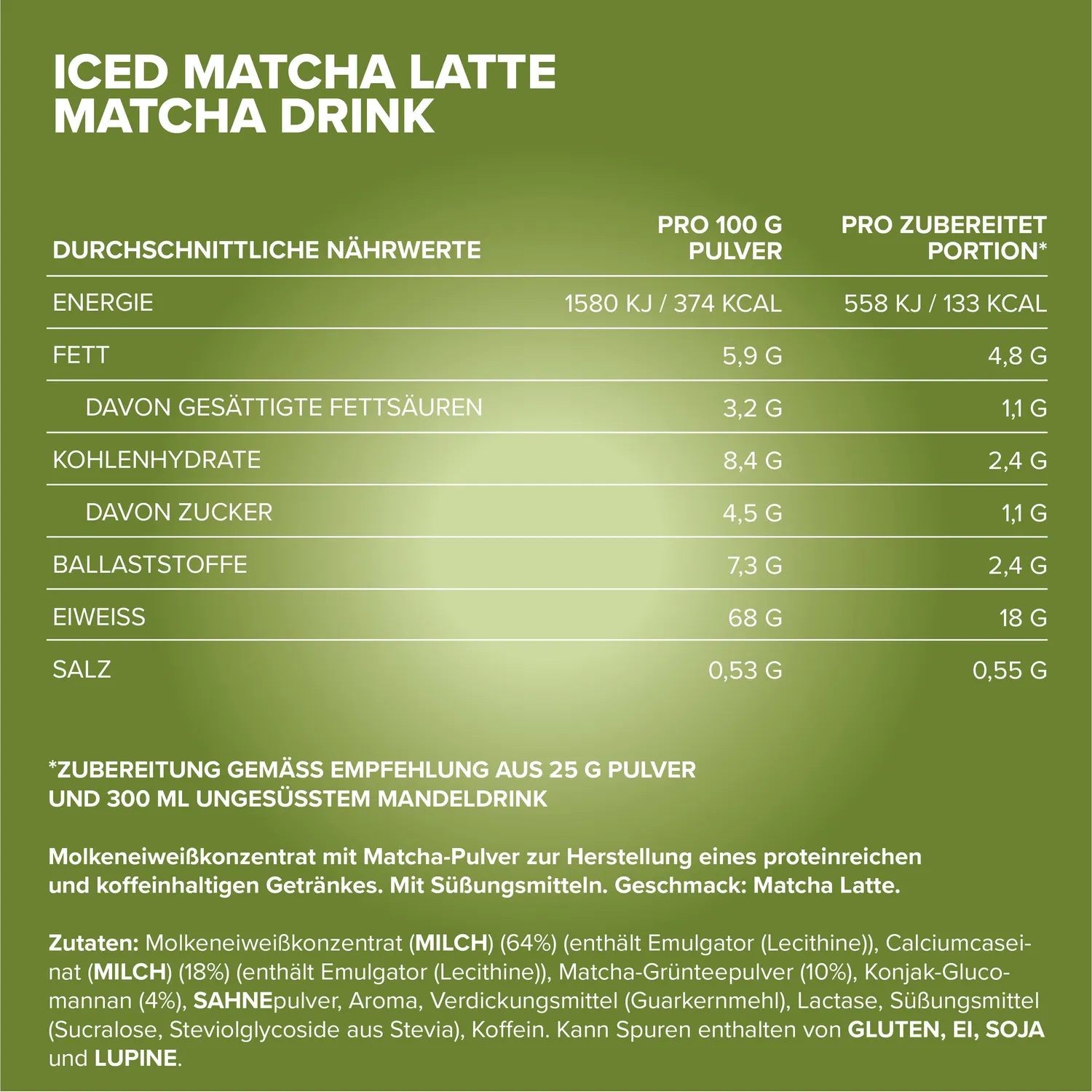 Iron Maxx Iced Matcha Latte Proteinpulver Matcha 400 g Whey