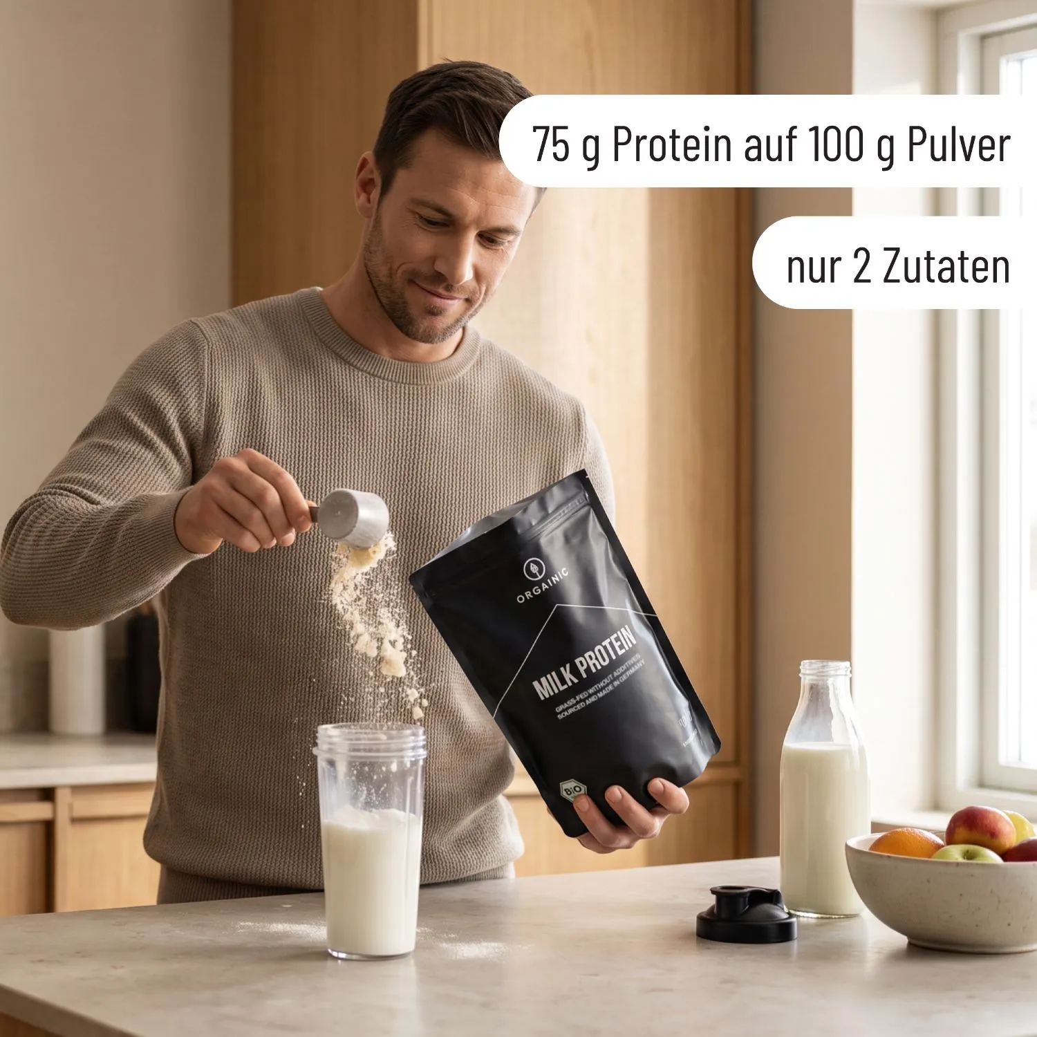 ORGAINIC Bio Milch Protein Natural Proteinpulver 1000g langsam