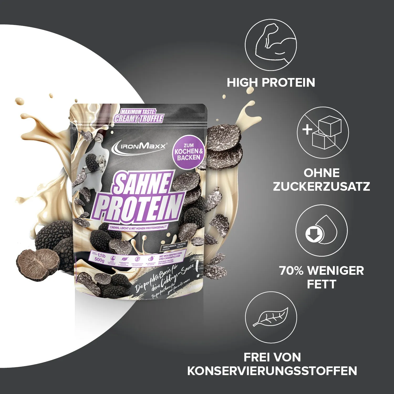 Iron Maxx Sahne Protein 500 g Proteinpulver Trüffel Zum Kochen
