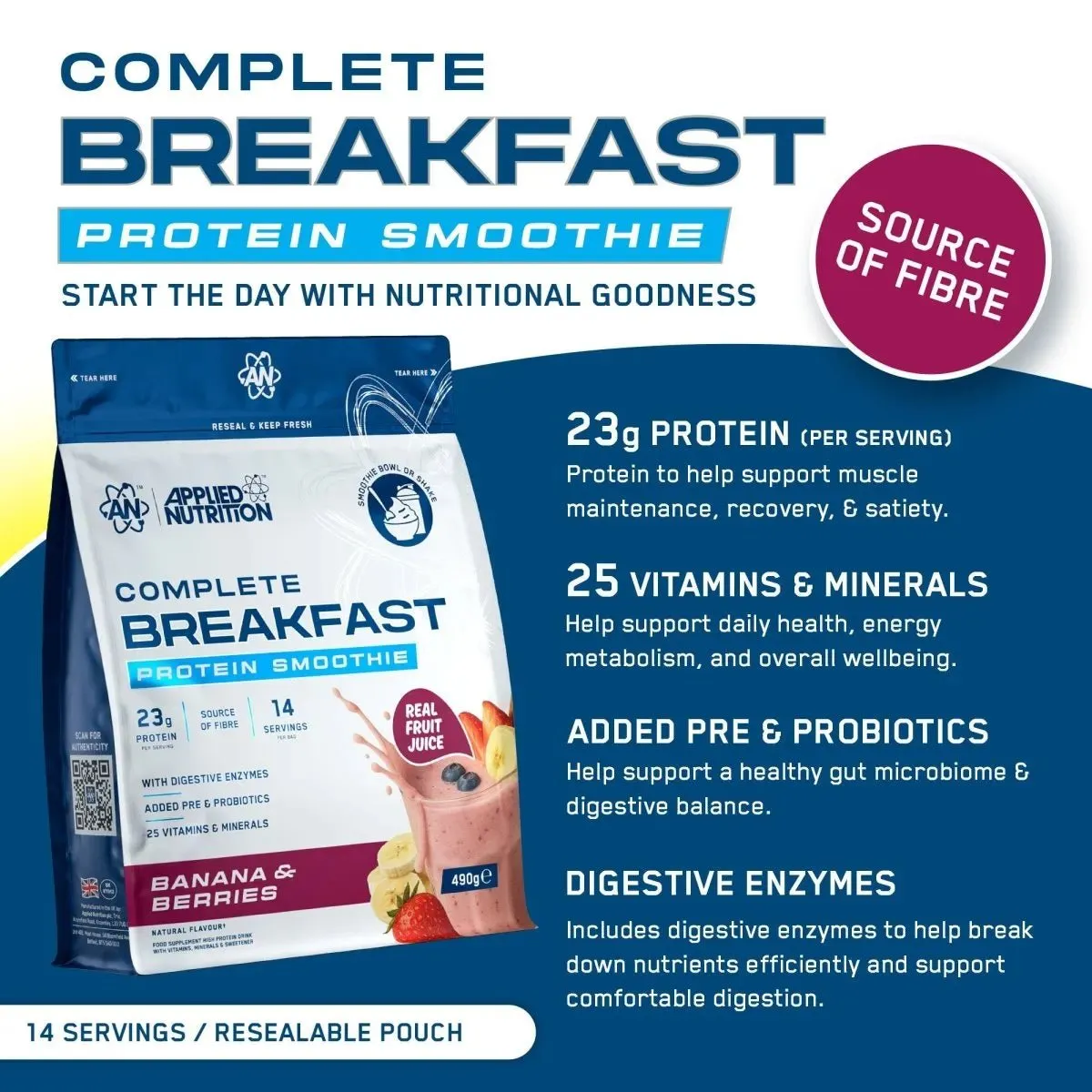 Applied Nutrition Complete Breakfast Protein Shake Apfel Zimt 14 Port.