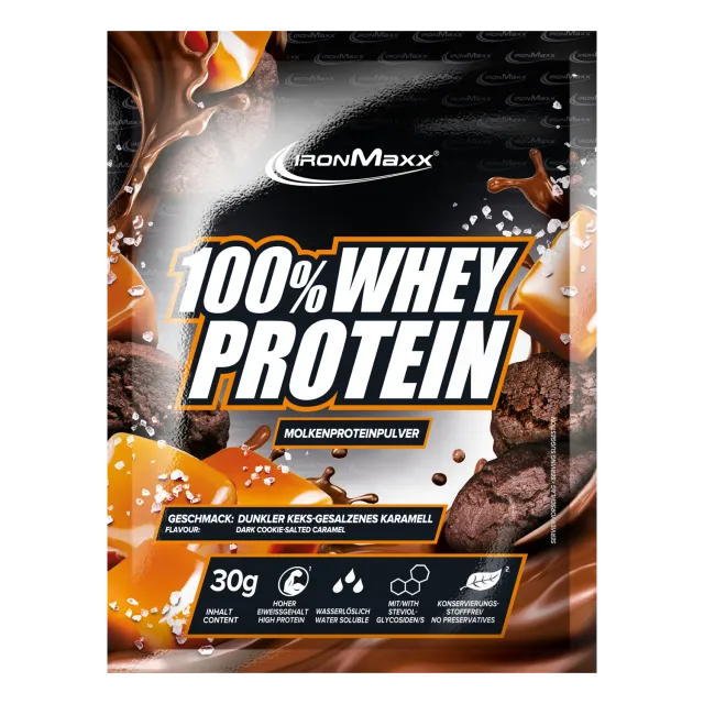 Iron Maxx 100% Whey Protein Pulver Dark Cookies Salted Caramel 30 g zuckerfrei