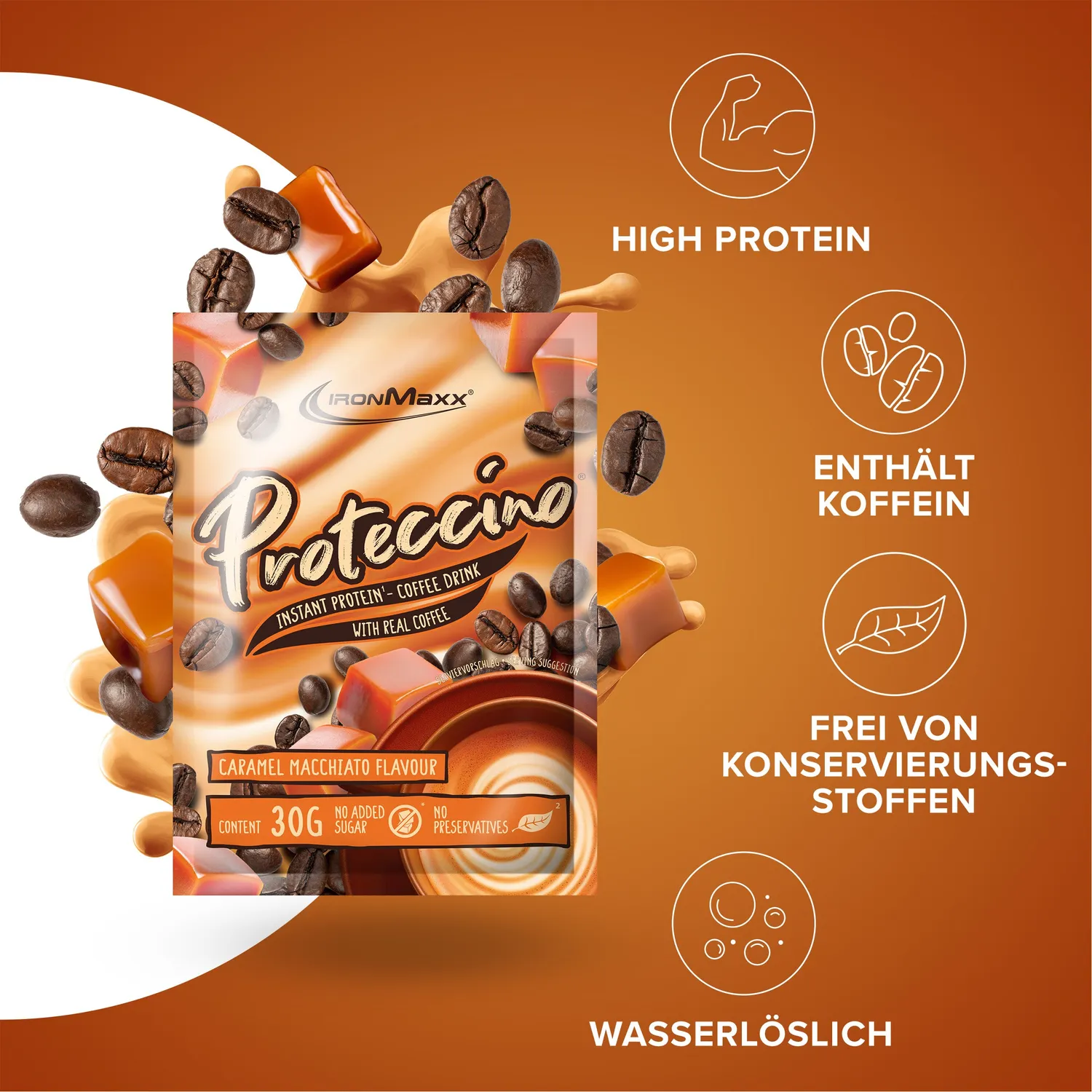 Iron Maxx Proteccino Protein-Kaffee Caramel Macchiato 30g