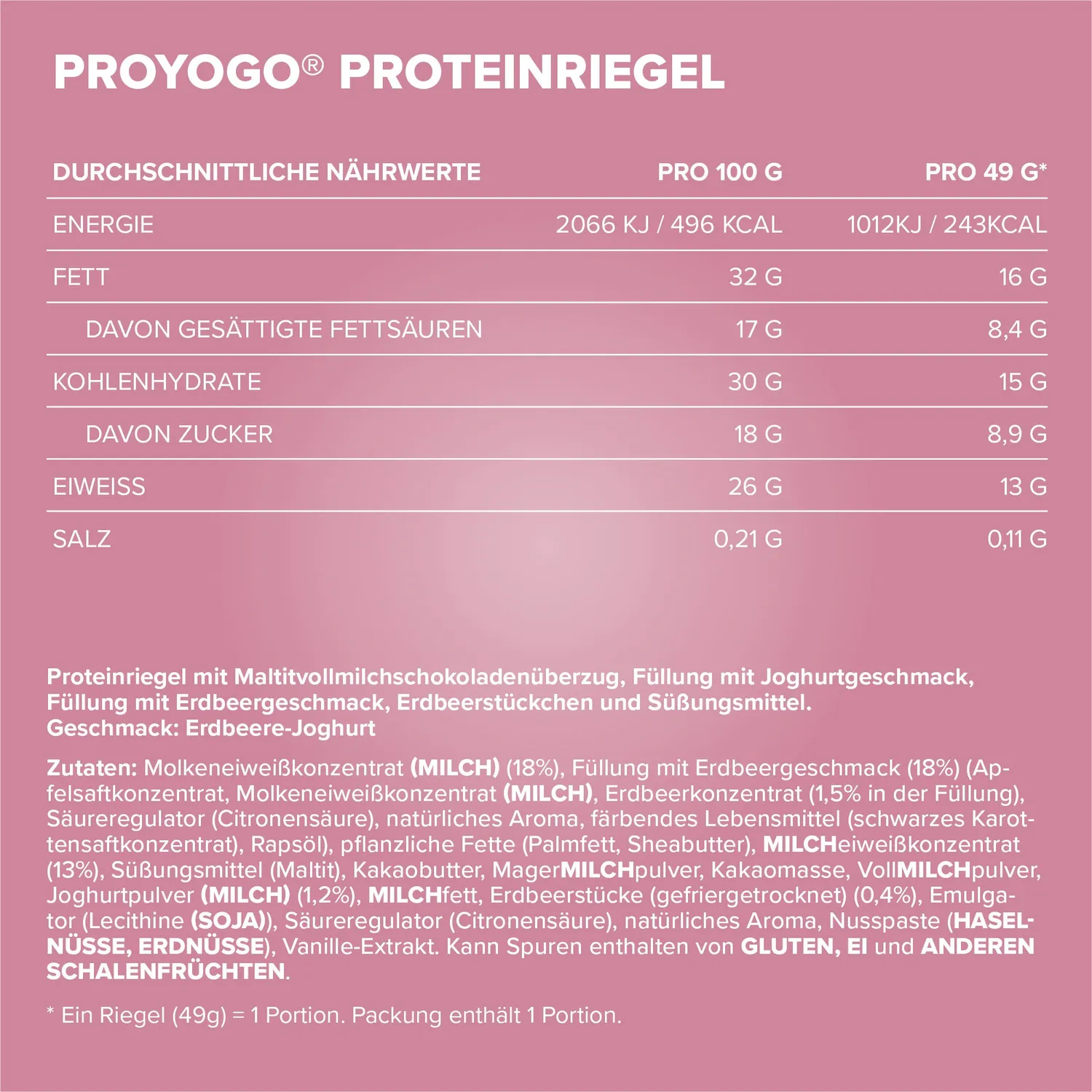 Iron Maxx Proyogo Proteinriegel Strawberry 24x49 g