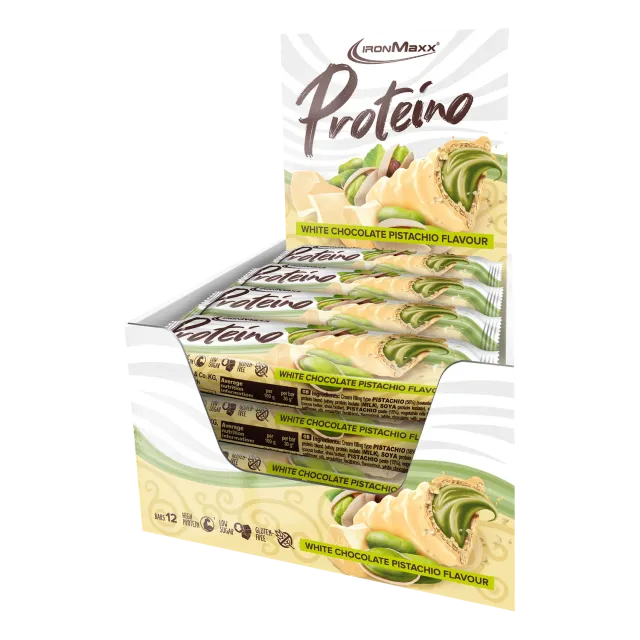 Iron Maxx Proteino (12x30g) - White Chocolate Pistachio Proteinriegel zuckerarm