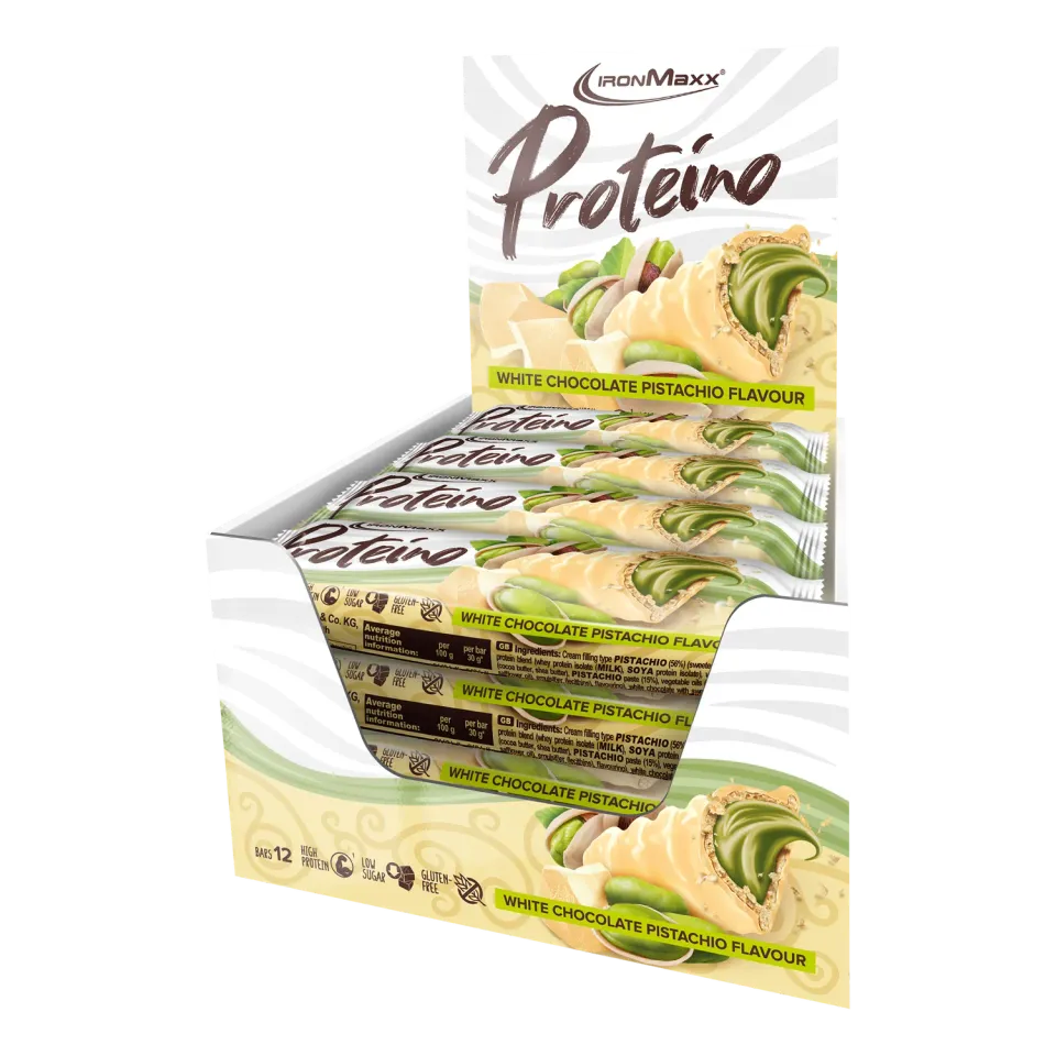 Iron Maxx Proteino (12x30g) - White Chocolate Pistachio Proteinriegel zuckerarm