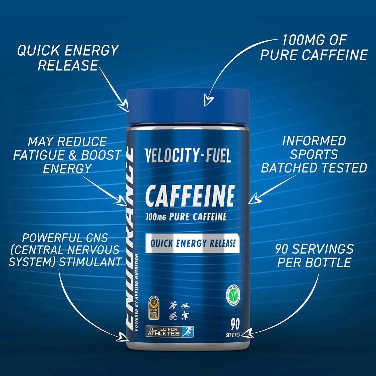 Applied Nutrition Endurance Koffein Kapseln 100mg 90 Kapseln
