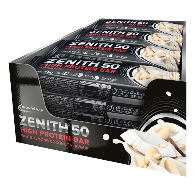 Iron Maxx ZENITH 50 Proteinriegel 16x45 g White Almond Coconut Crisp
