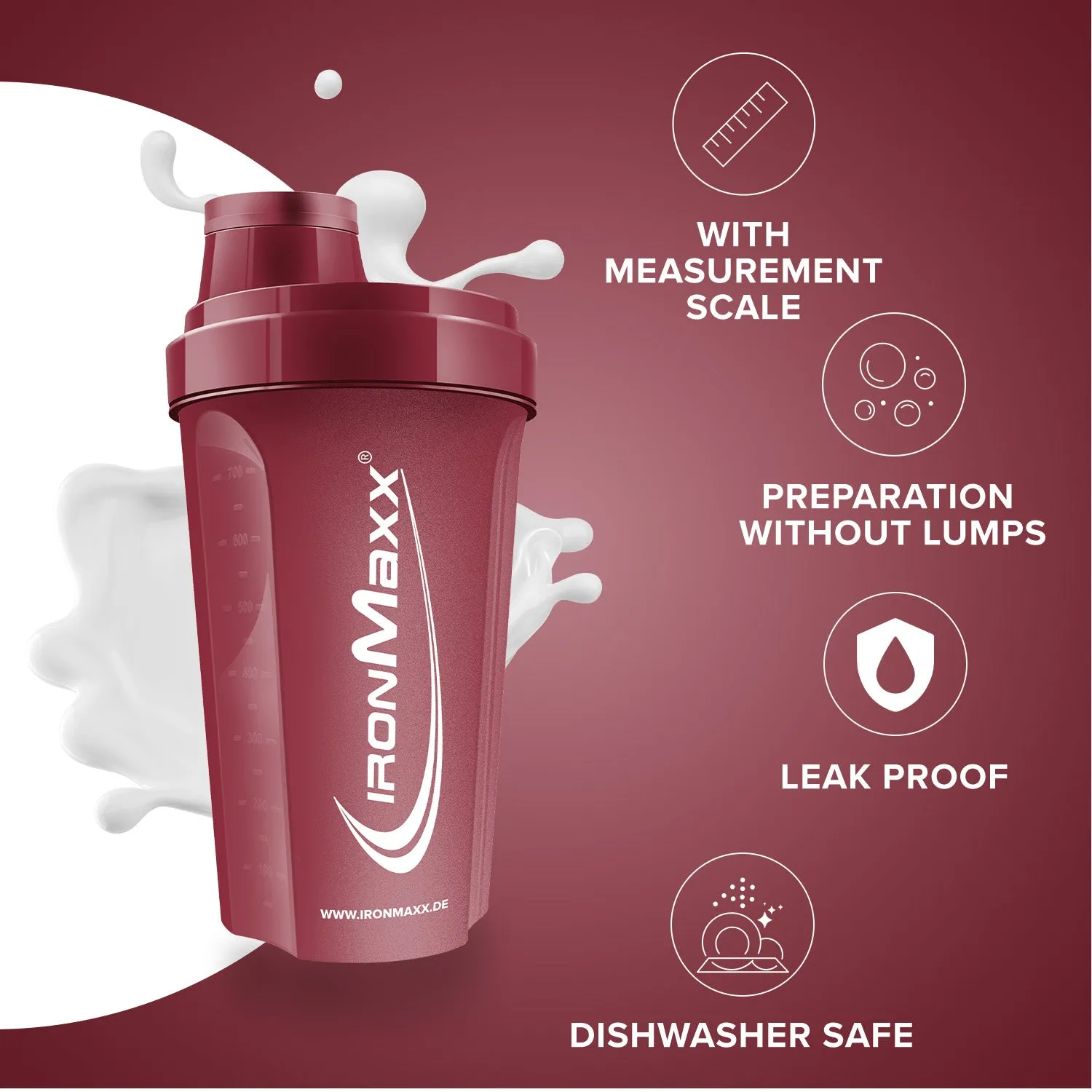 Iron Maxx Shaker 700ml Proteinshaker Cozy Red BPA-frei
