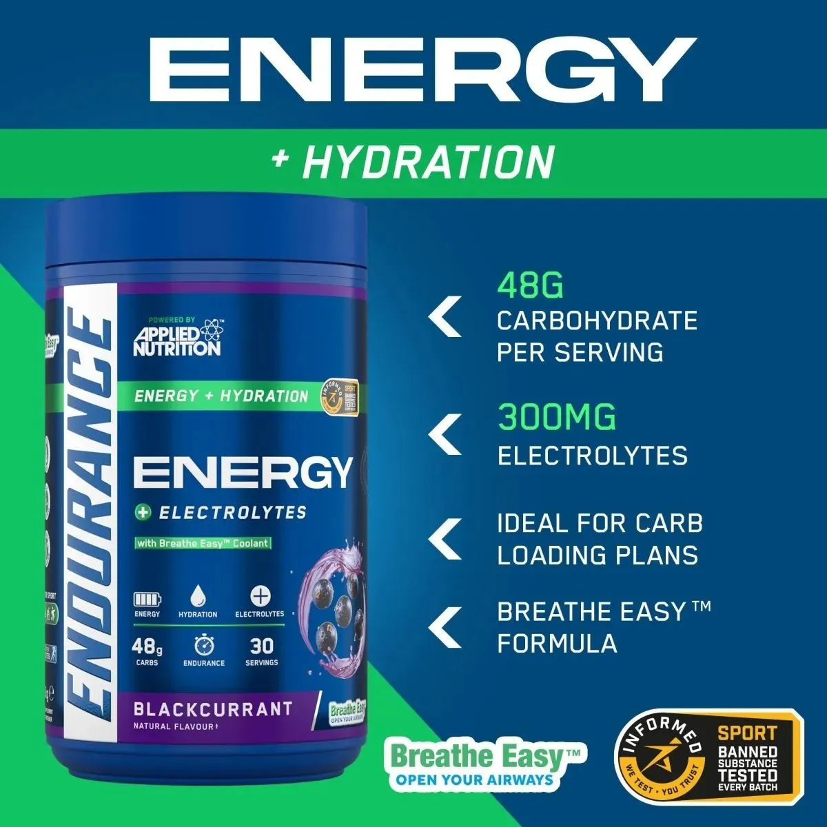 Applied Nutrition Endurance Breathe Energiepulver 1,5 kg Kohlenhydrate