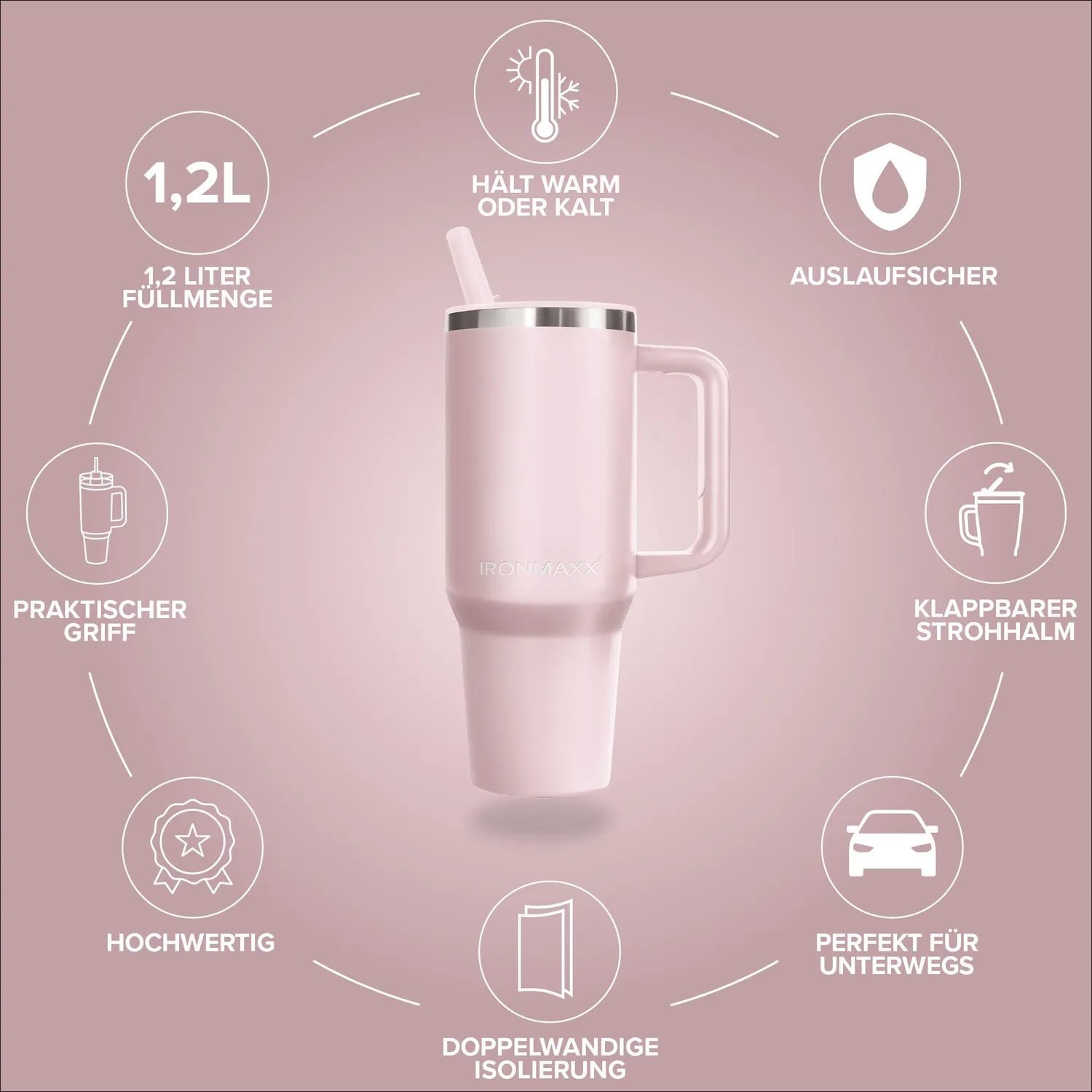 Iron Maxx Cup V4.0 Thermobecher Rose 1200ml doppelwandig