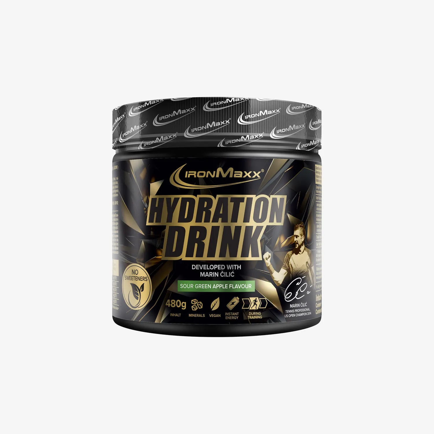 Iron Maxx Hydration Drink Marin Cilic Pulver Sour Green Apple 480g ohne Süßstoffe