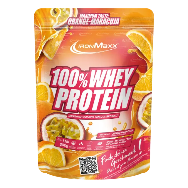 Iron Maxx 100% Whey Protein Pulver Orange Maracuja 500 g zuckerfrei