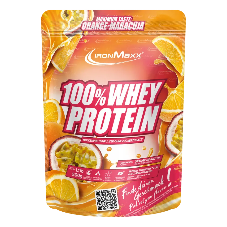Iron Maxx 100% Whey Protein Pulver Orange Maracuja 500 g zuckerfrei