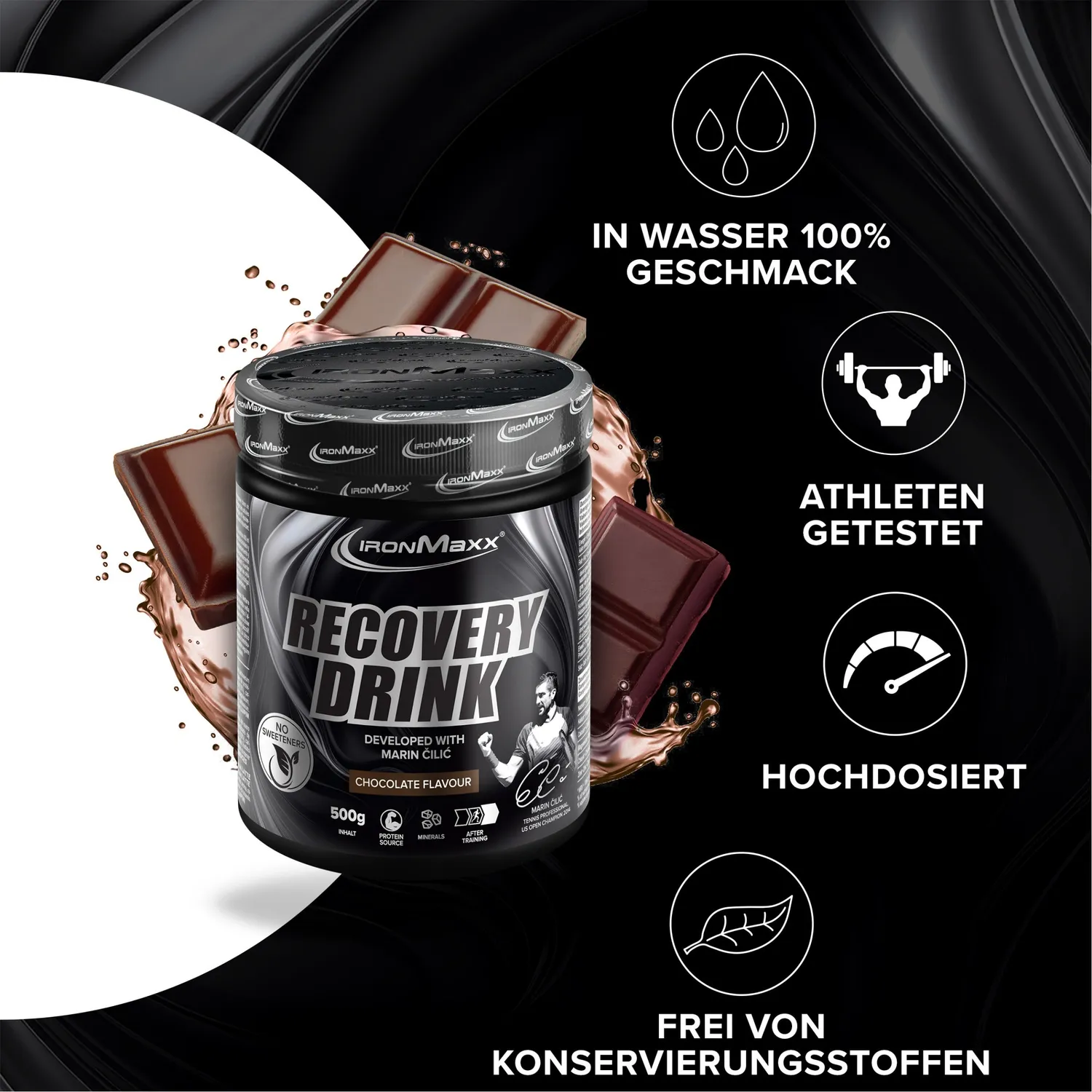 Iron Maxx Recovery Drink Pulver by Marin Cilic 500g Chocolate Whey