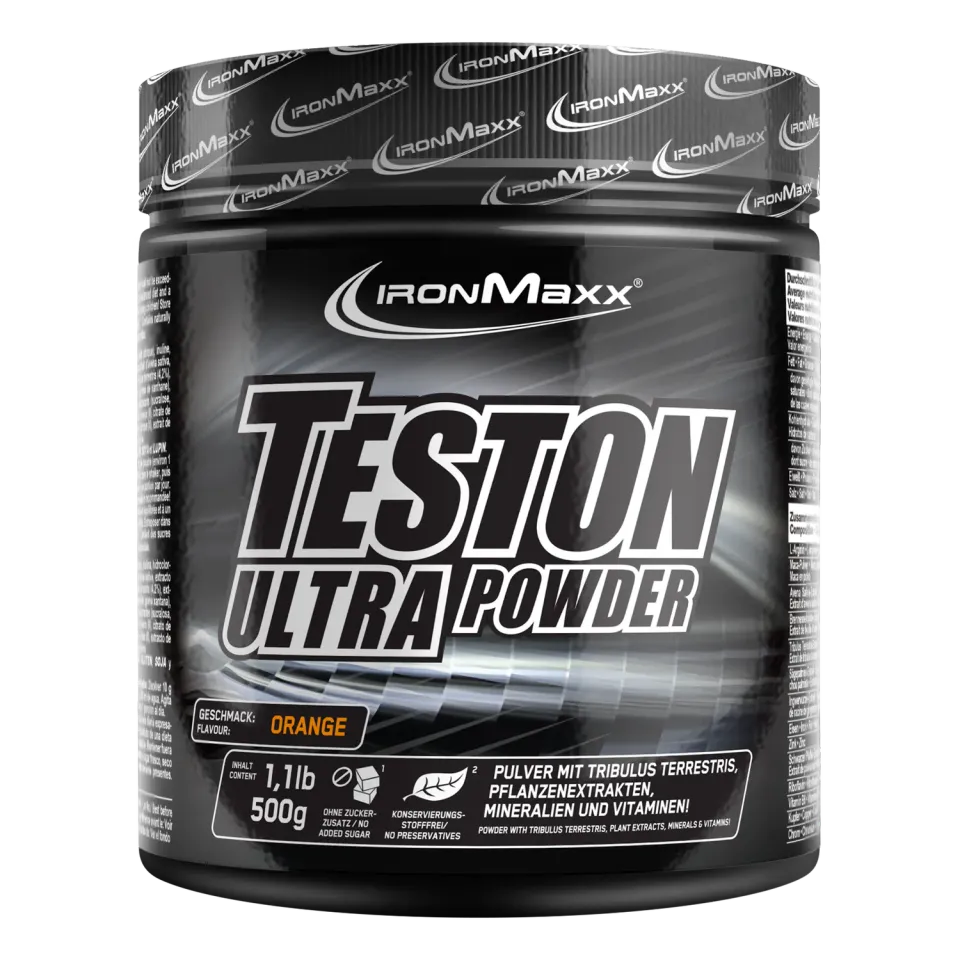 Iron Maxx Teston Ultra Powder Trainingsbooster Orange 500 g zuckerfrei