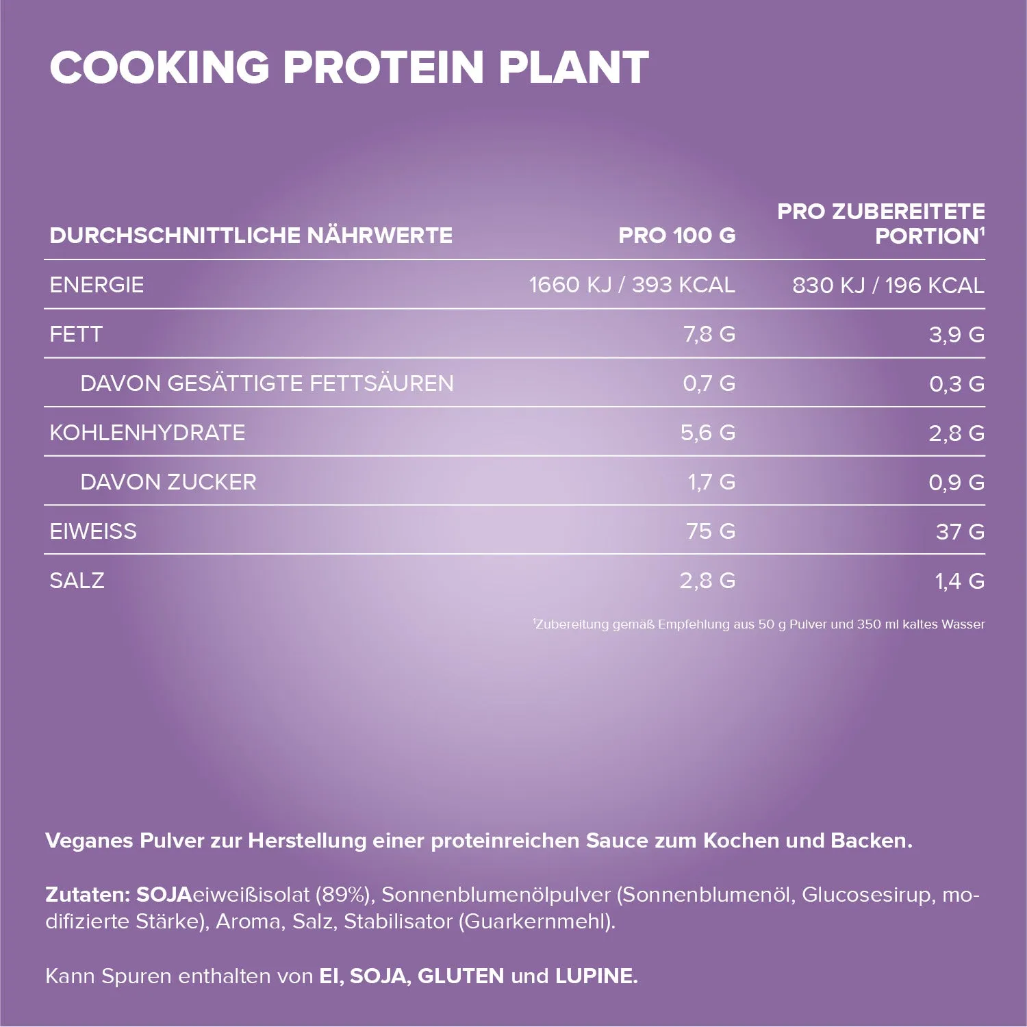Iron Maxx Cooking Protein Plant Proteinpulver Sahne 500g backfest vegan
