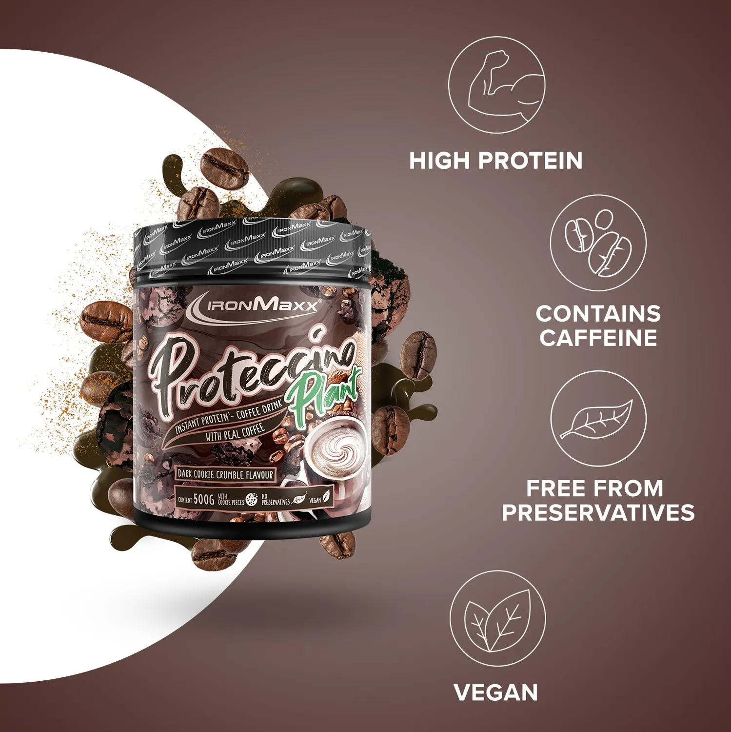Iron Maxx Proteccino Plant Proteinpulver 500g Cookie Crumble vegan