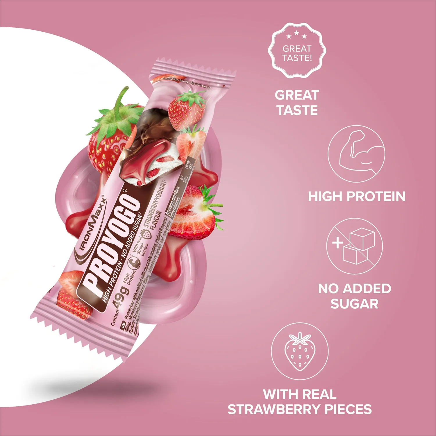 Iron Maxx Proyogo Proteinriegel Strawberry 24x49 g