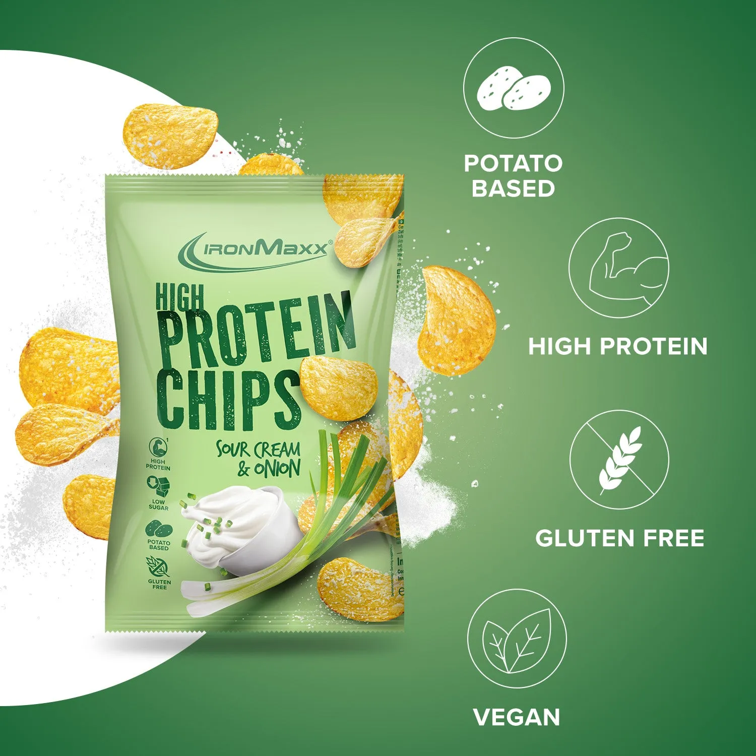 Iron Maxx High Protein Potato Chips Sour Cream Onion 60g vegan