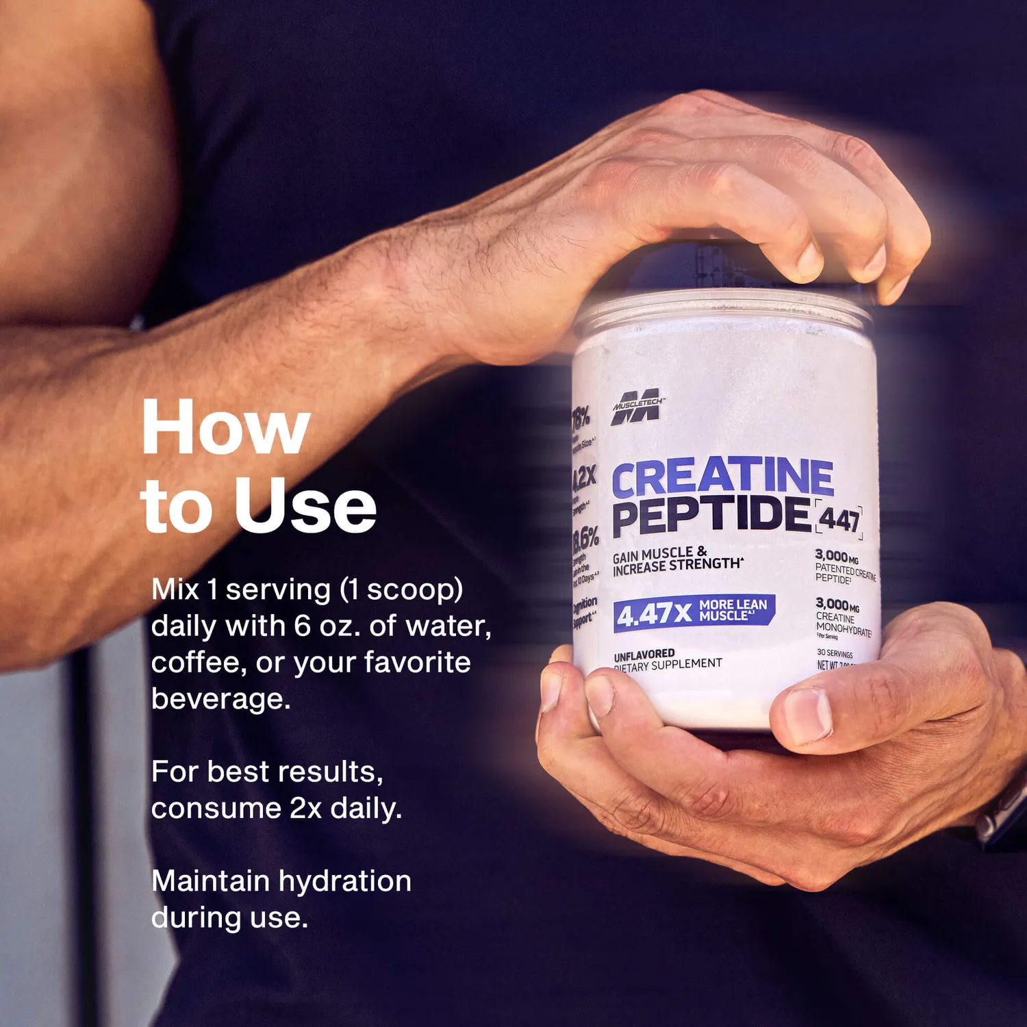 MuscleTech Creatine Peptide 447 Creatin Standardvariante bessere Löslichkeit