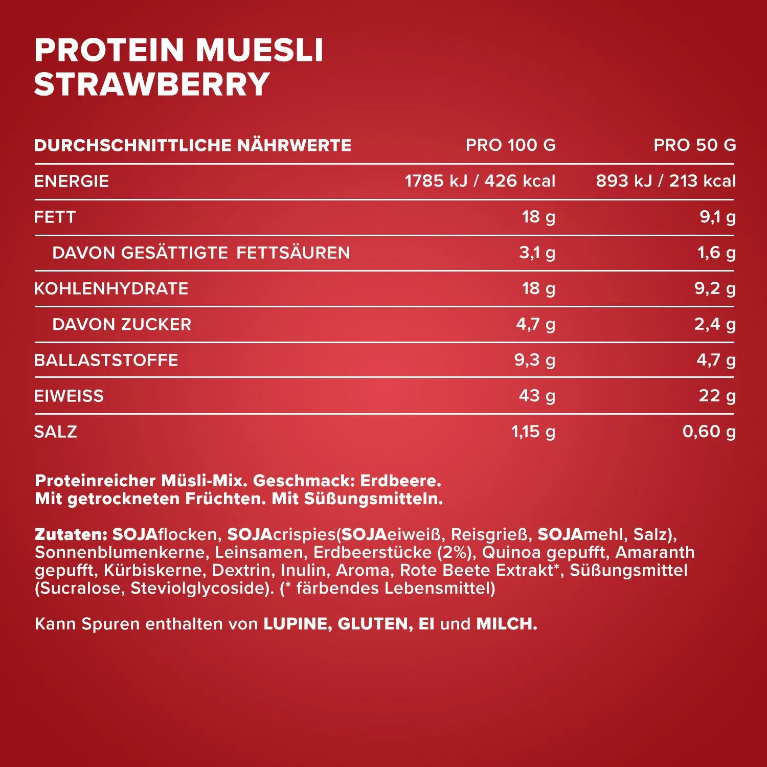 Iron Maxx Protein Müsli 550 g Erdbeere vegan proteinreich