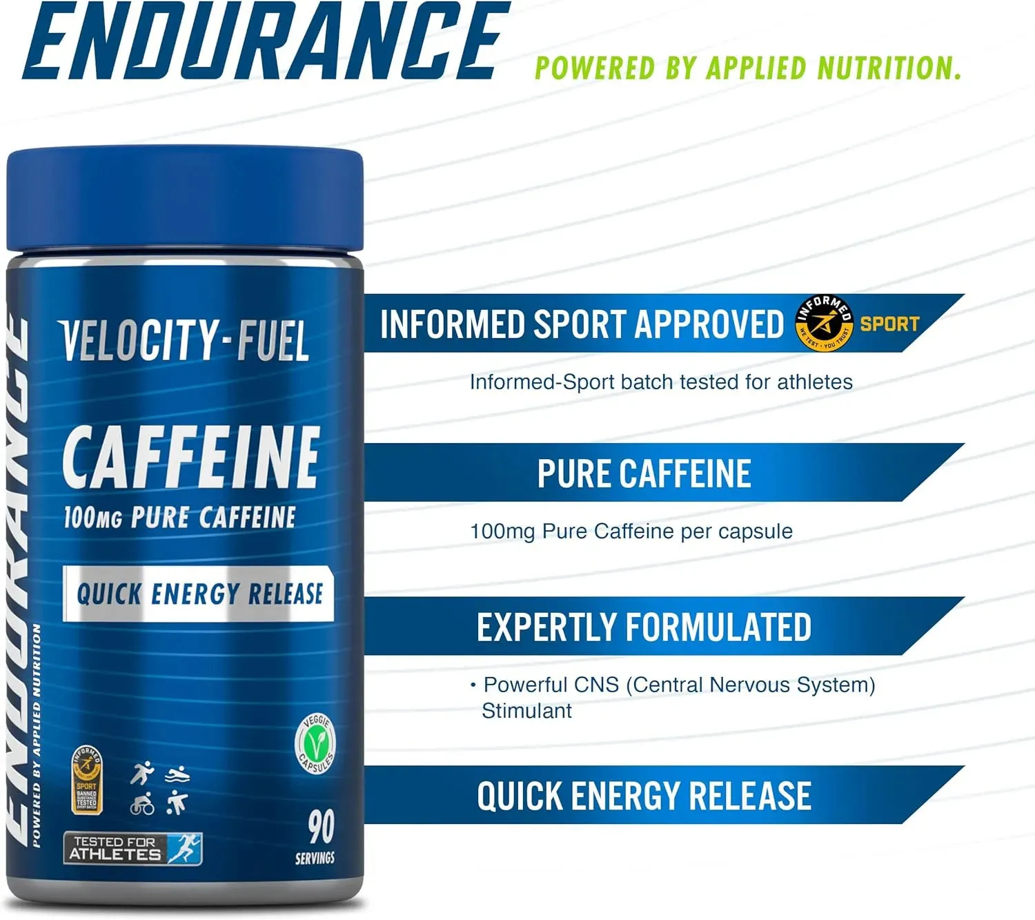 Applied Nutrition Endurance Koffein Kapseln 100mg 90 Kapseln