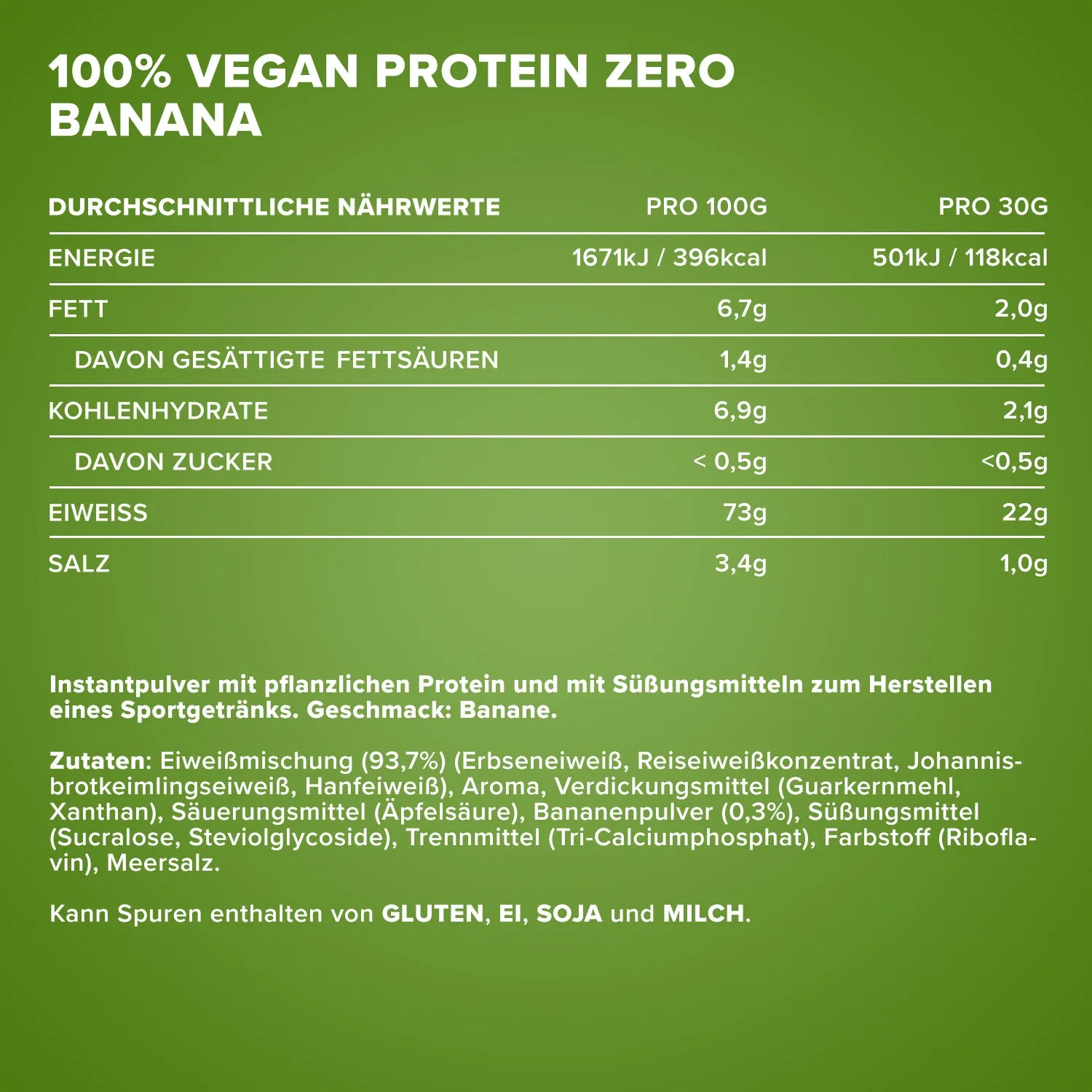 Iron Maxx 100% Vegan Protein Zero Pulver Sunny Banana 500 g zuckerfrei