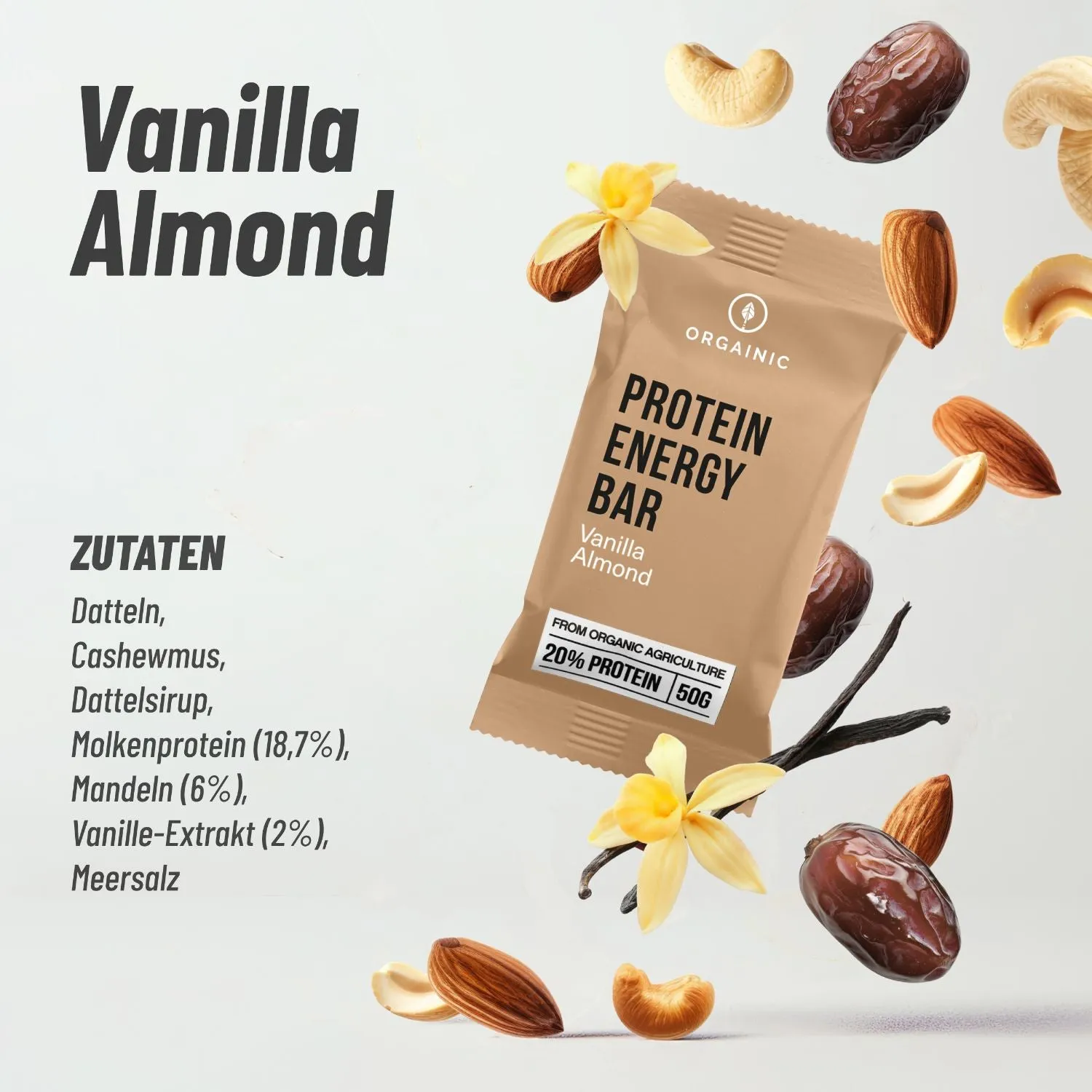 ORGAINIC Bio Protein Energy Bars Proteinriegel Cacao Peanut 12er Box ohne Zuckerzusatz