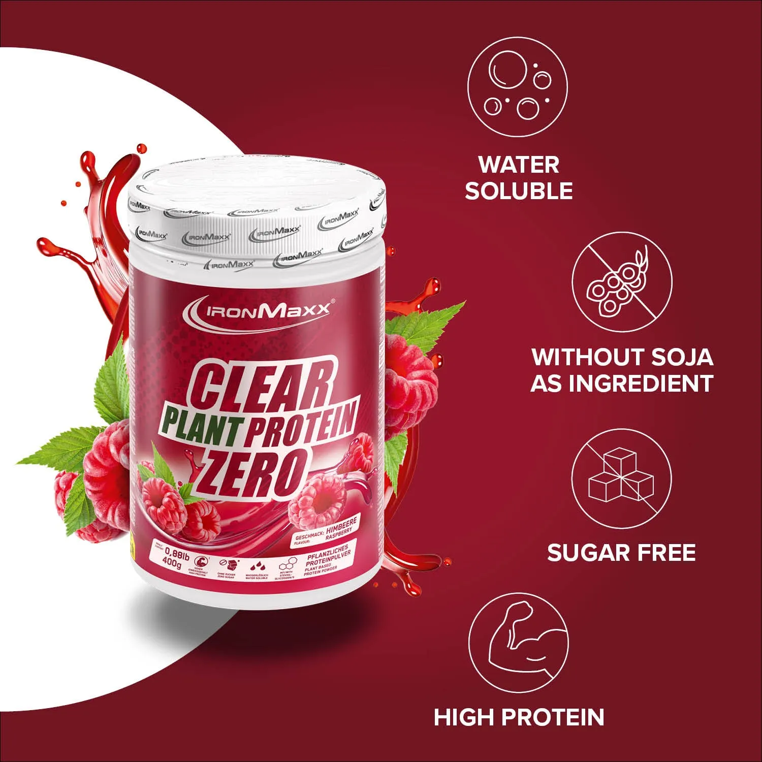 Iron Maxx Clear Plant Protein Zero Proteinpulver Himbeere 400g