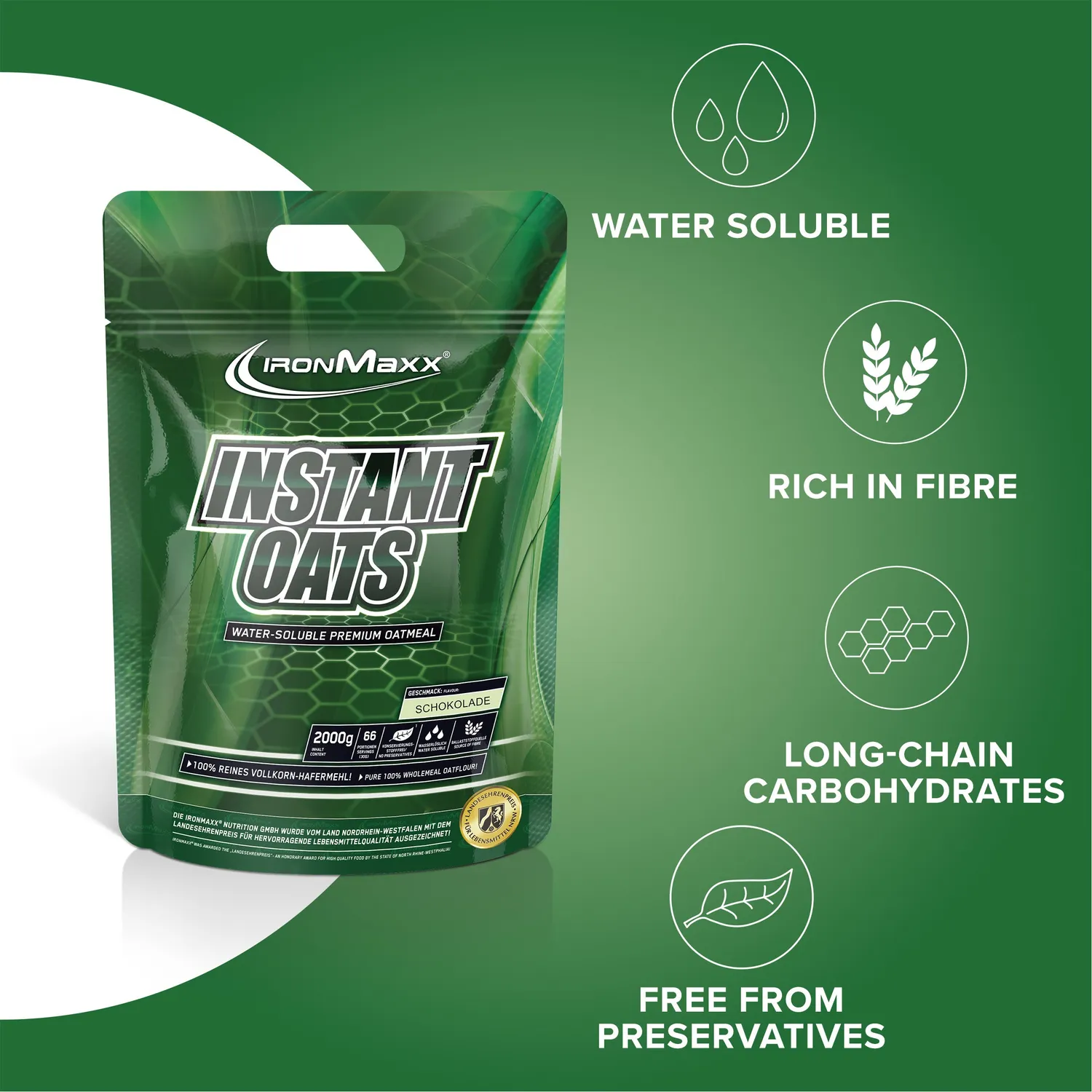 Iron Maxx Instant Oats 2000g Schokolade Kohlenhydrate