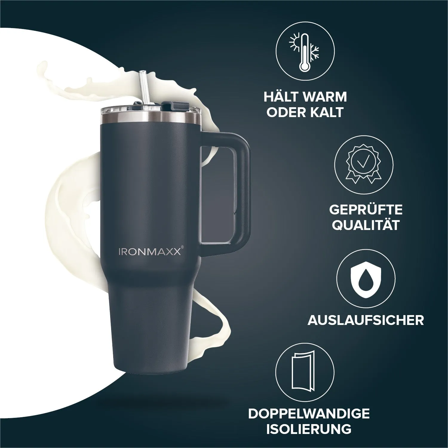 Iron Maxx Cup V3.0 1200 ml Trinkbecher Anthrazit Isoliert