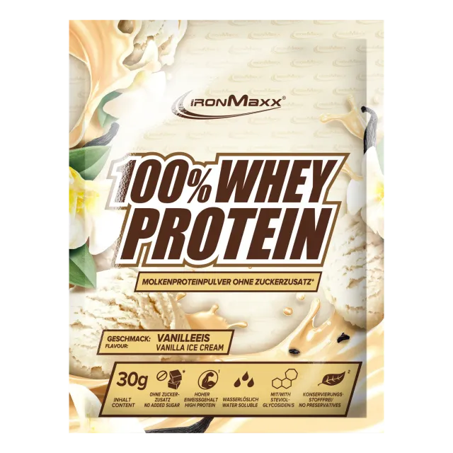 Iron Maxx 100% Whey Protein 30g Vanille Proteinpulver zuckerfrei