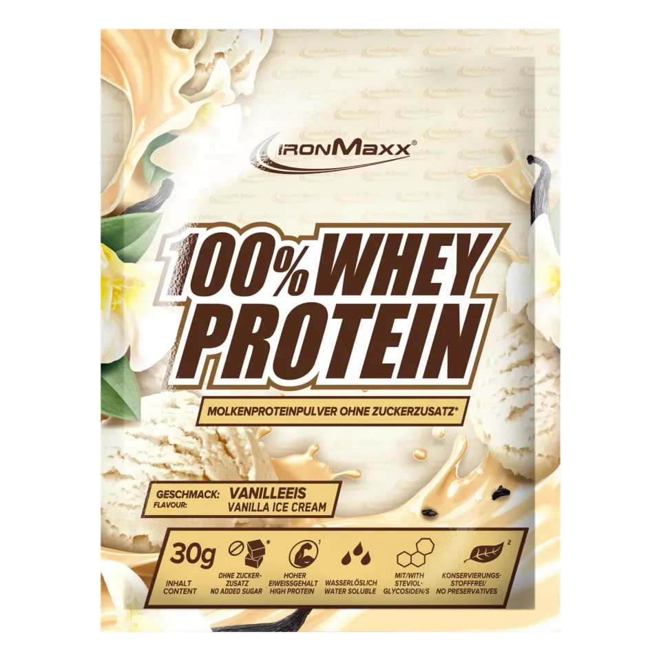 Iron Maxx 100% Whey Protein 30g Vanille Proteinpulver zuckerfrei