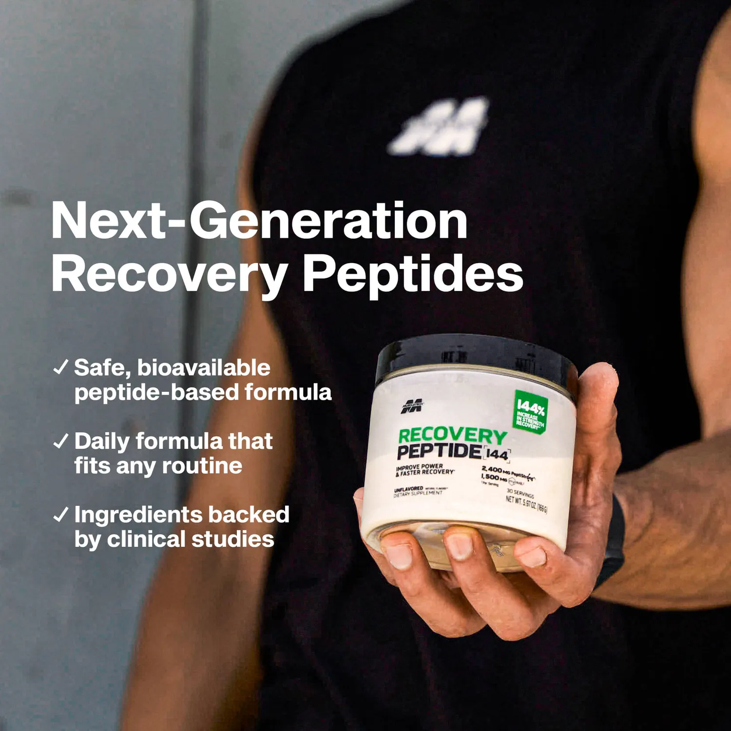MuscleTech Recovery Peptide 144 Supplement PeptiStrong HMB