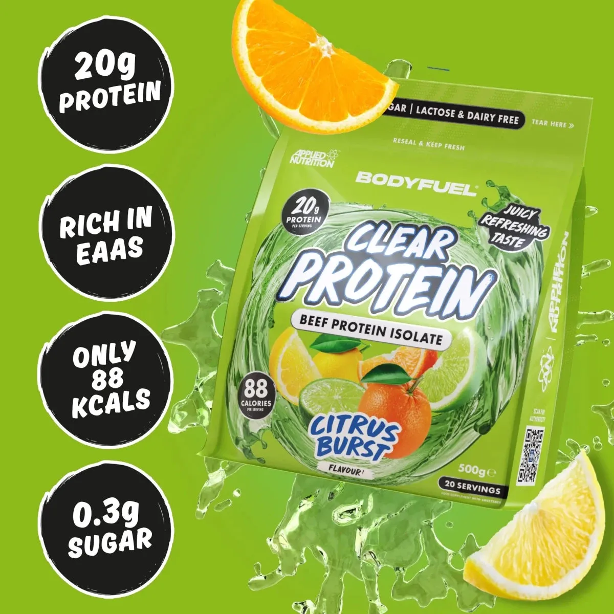BODYFUEL Clear Beef Protein Isolat 500g Citrus