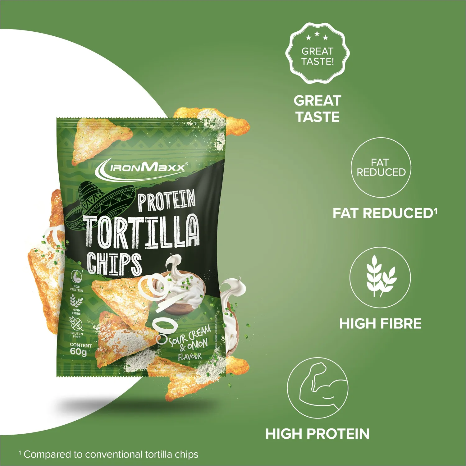 Iron Maxx Protein Tortilla Chips Sour Cream 60g vegan