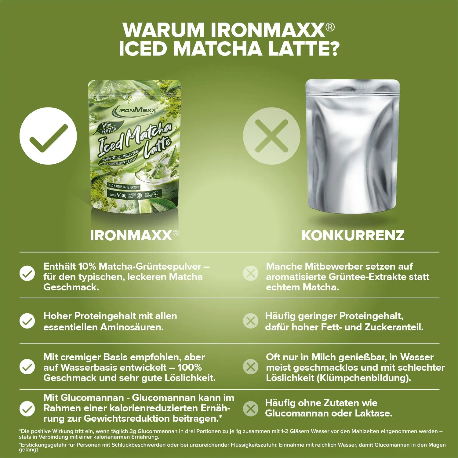 Iron Maxx Iced Matcha Latte Proteinpulver Matcha 400 g Whey