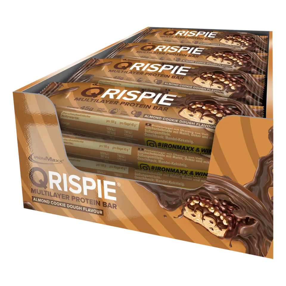 Iron Maxx Qrispie Proteinriegel Almond Cookie Dough 16x45 g zuckerarm