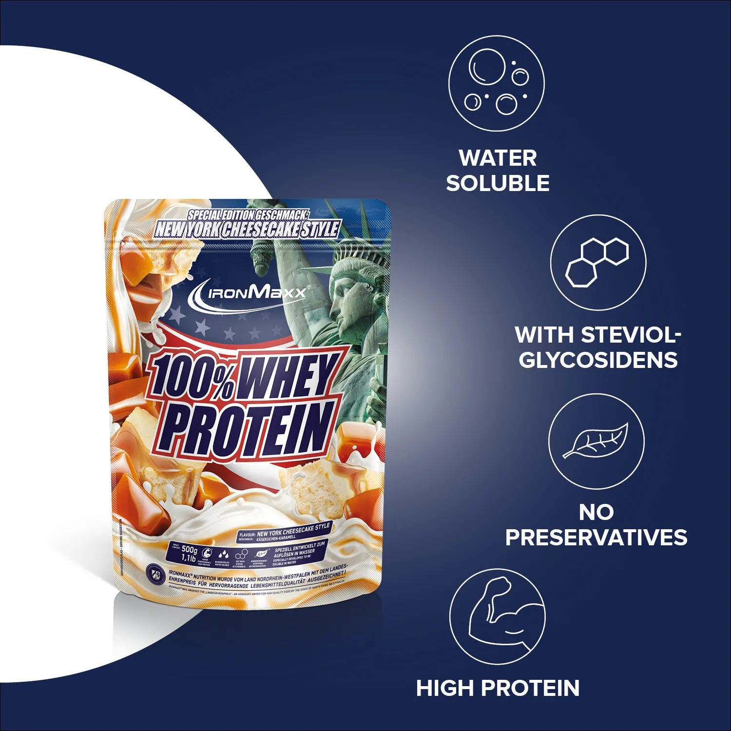 Iron Maxx 100% Whey Proteinpulver New York Cheesecake 500 g zuckerfrei