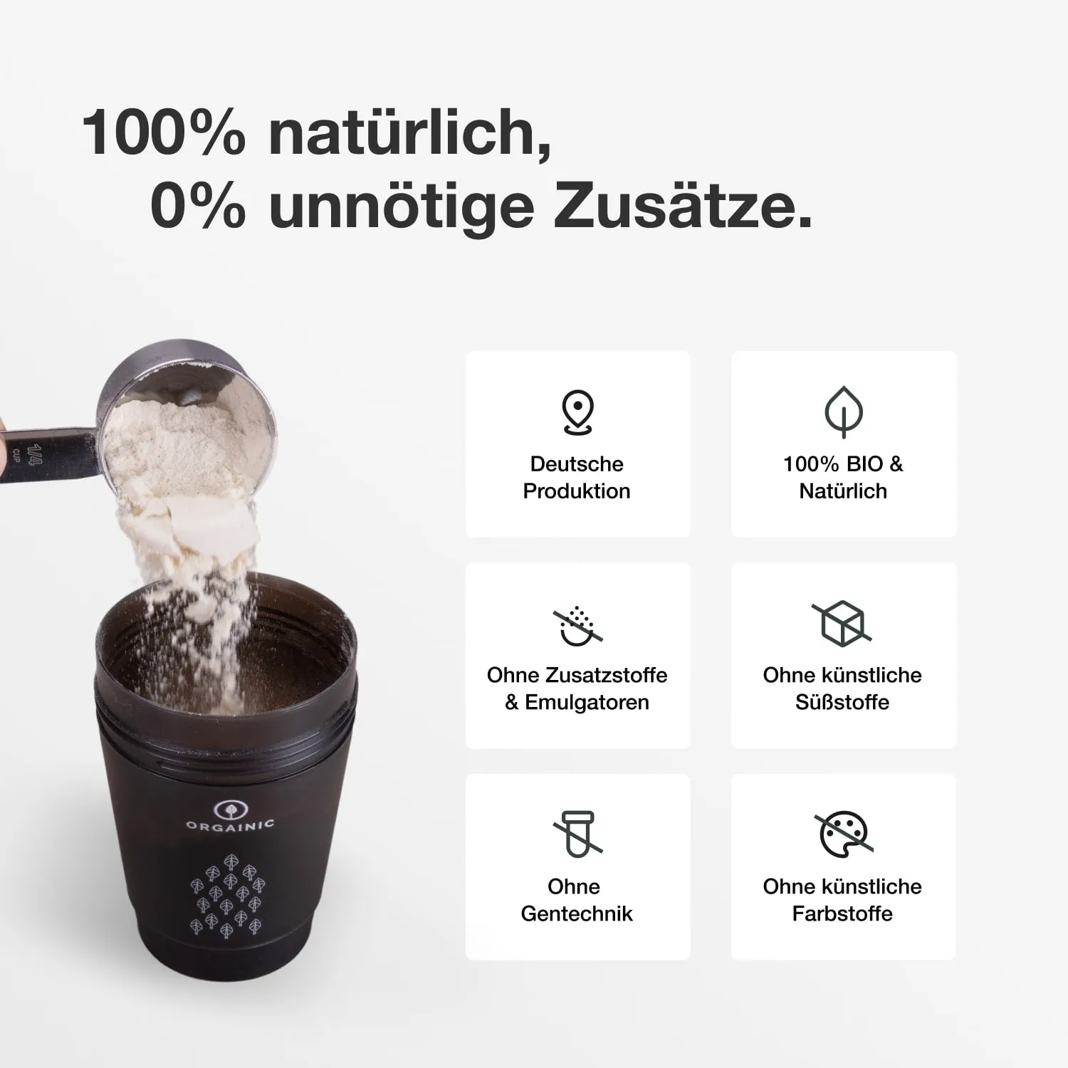 ORGAINIC Bio Whey Protein 1000 g Natural ohne Zusatzstoffe