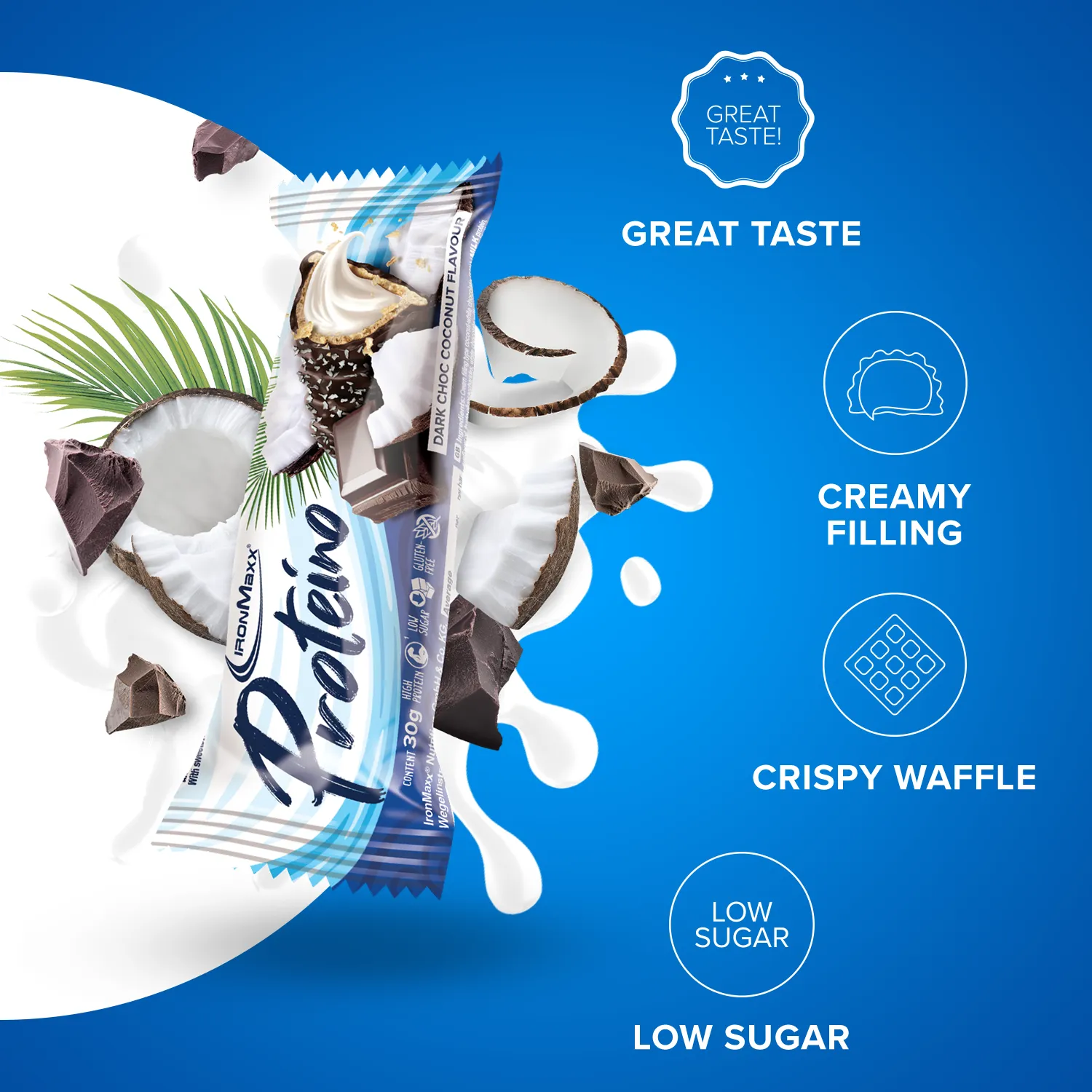 Iron Maxx Proteino Proteinriegel 12x30g Dark Choc Coconut zuckerarm