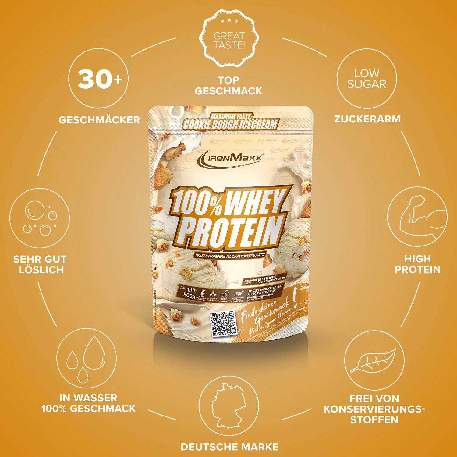 Iron Maxx 100% Whey Protein 500 g Cookie Dough zuckerfrei