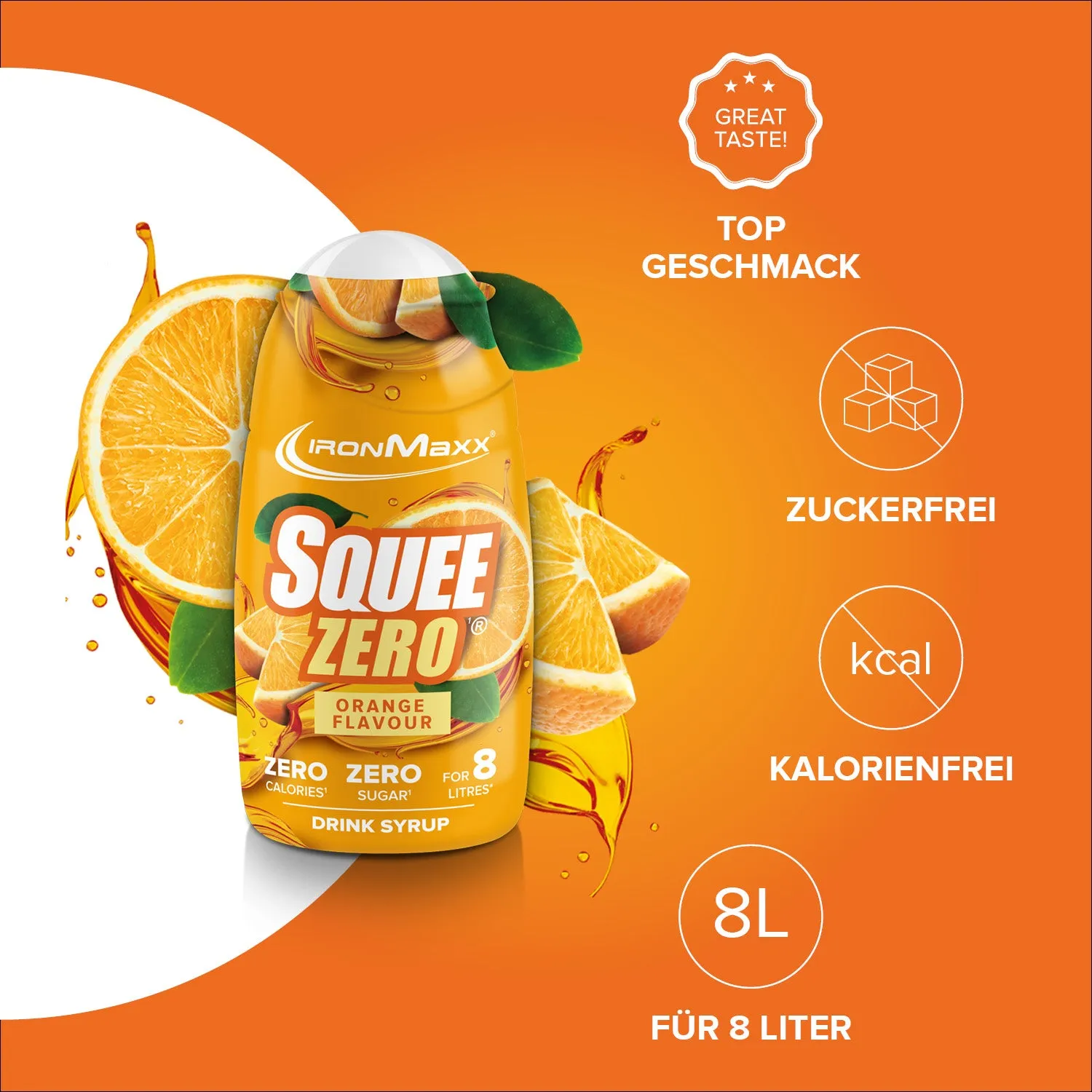 Iron Maxx SqueeZero 65ml Sirup Orange zuckerfrei kalorienfrei
