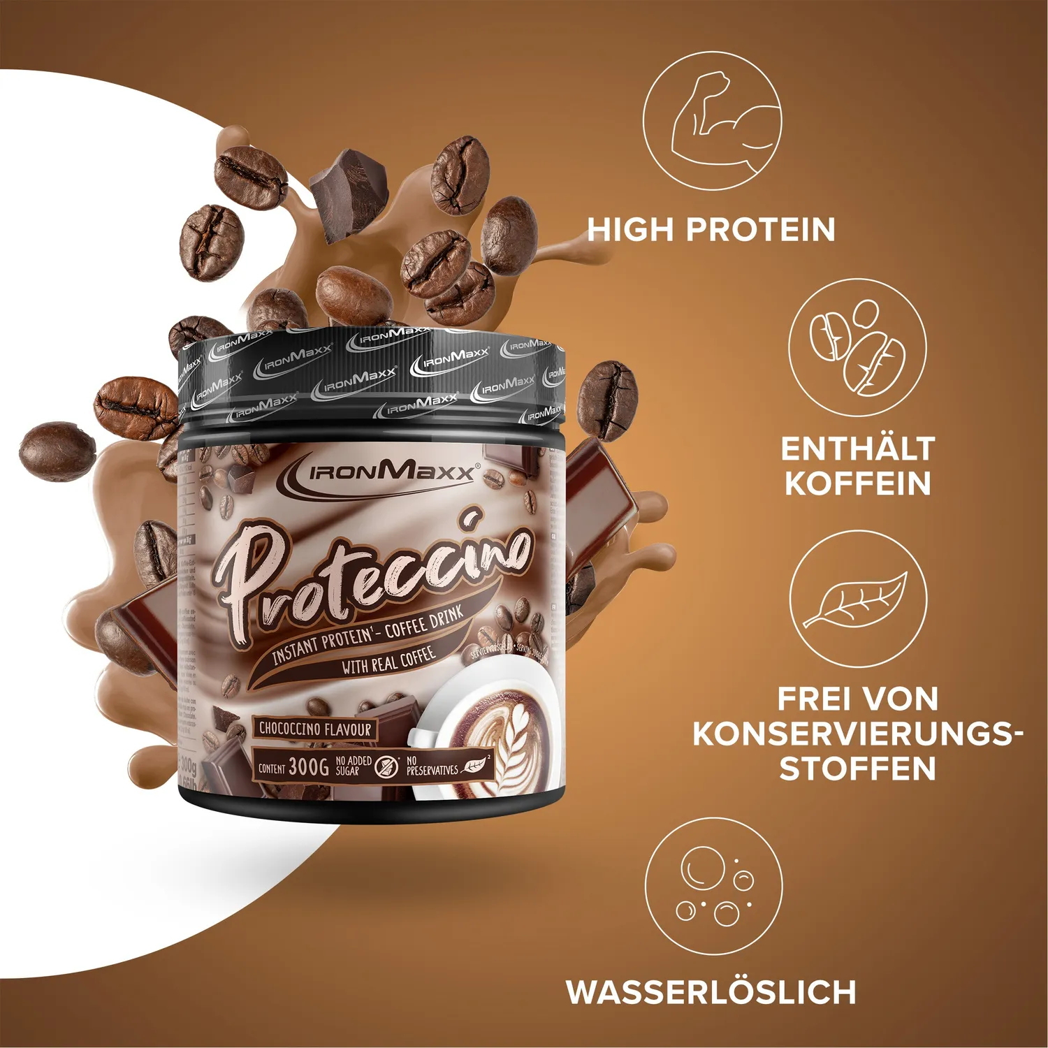 Iron Maxx Proteccino Protein Kaffee 300g Chococcino Koffein