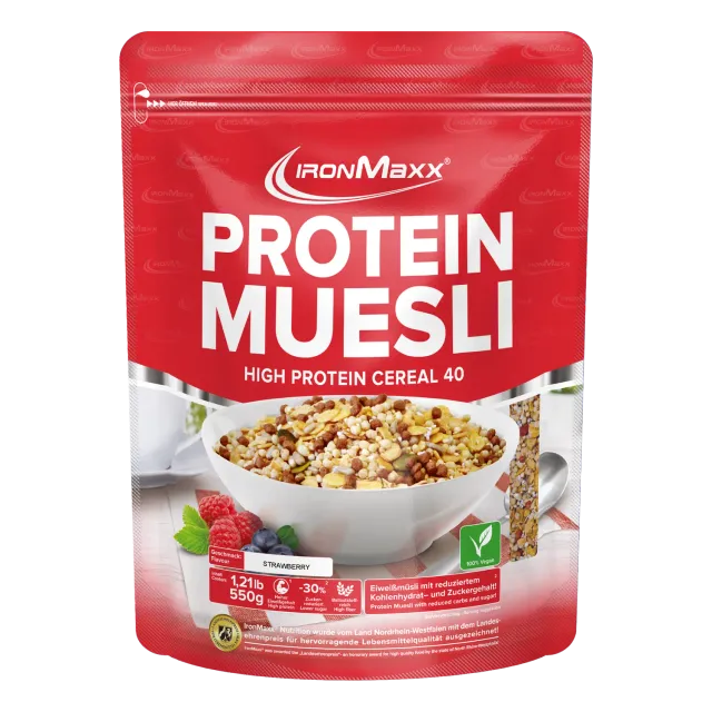 Iron Maxx Protein Müsli 550 g Erdbeere vegan proteinreich