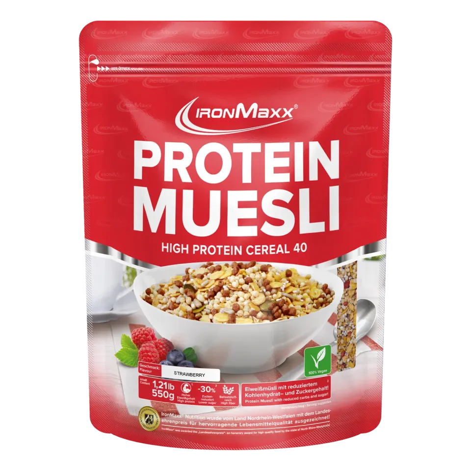 Iron Maxx Protein Müsli 550 g Erdbeere vegan proteinreich