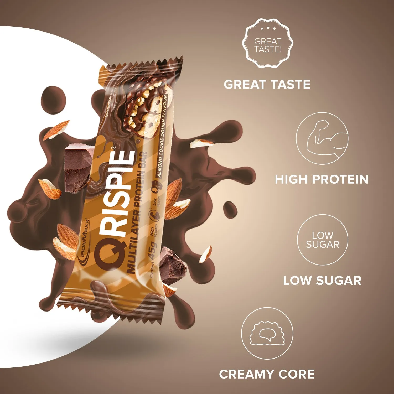 Iron Maxx Qrispie Protein Riegel Almond Cookie Dough 45 g