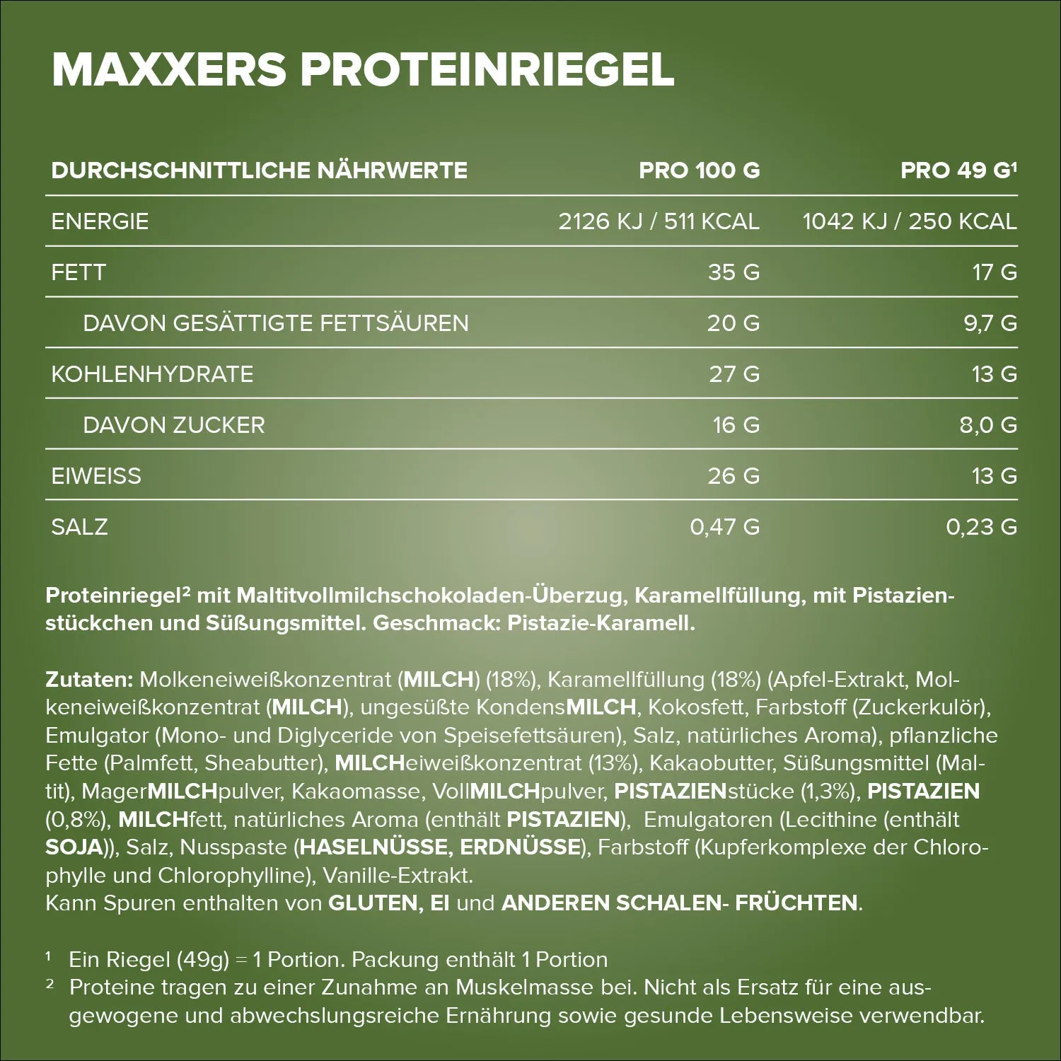 IronMaxx Maxxers Proteinriegel 49 g White Choc Pistachio Caramel ohne Zuckerzusatz