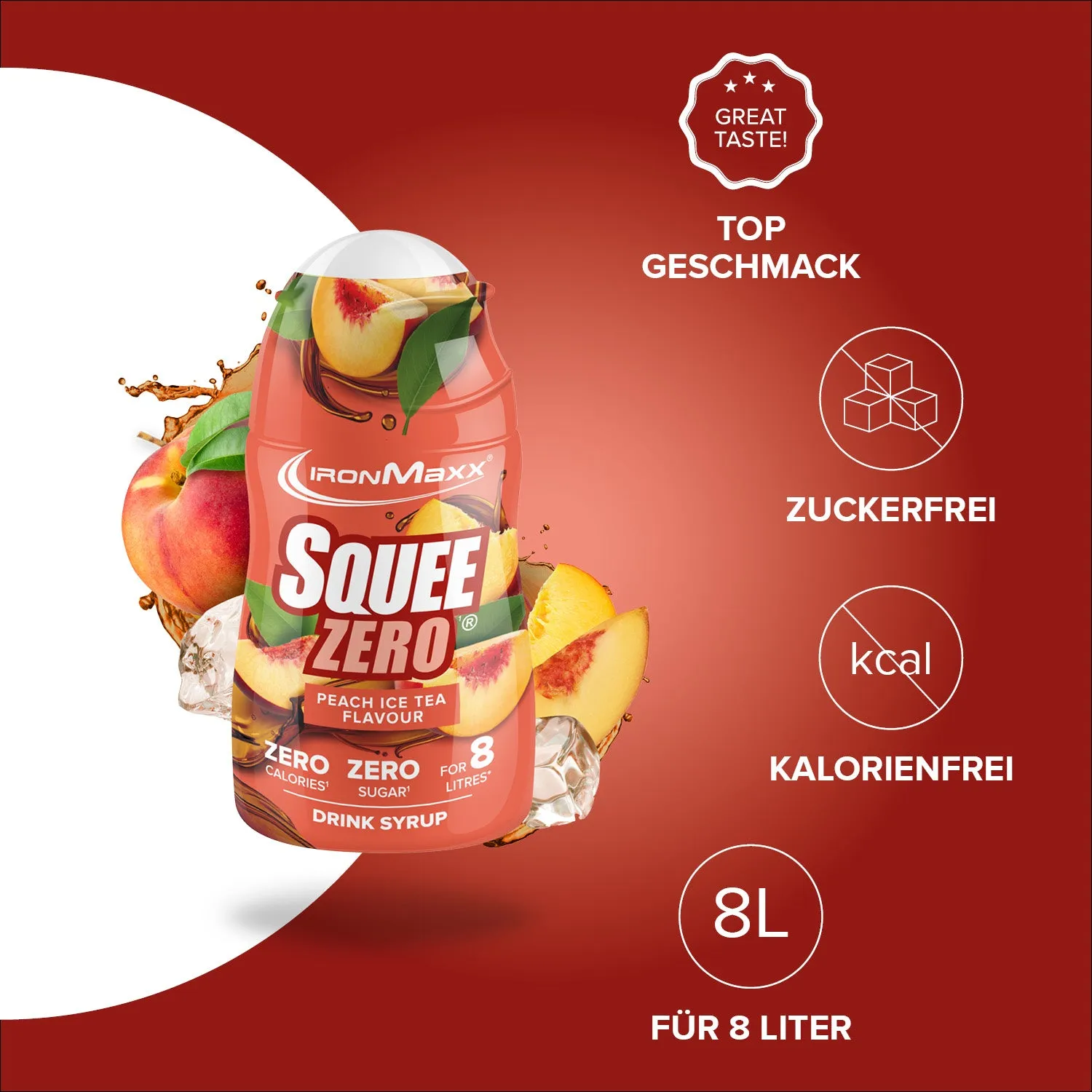Iron Maxx SqueeZero 65ml Pfirsich Eistee Sirup Zero