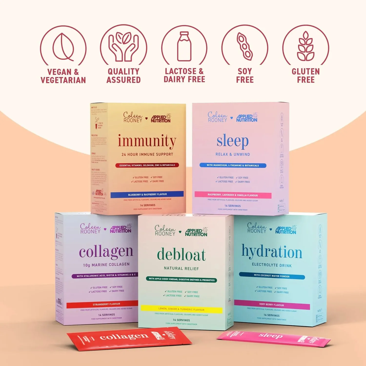 Applied Nutrition Coleen's Immunity Pulver Blaubeere Himbeere 14 Sticks